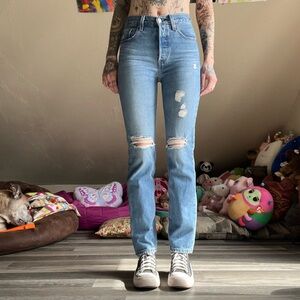 Levi’s 501 distressed jeans